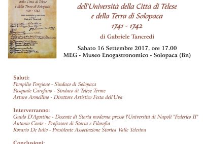 Presentazione del Catasto onciario dell’Università di Telese e della Terra di Solopaca (1741-1742)