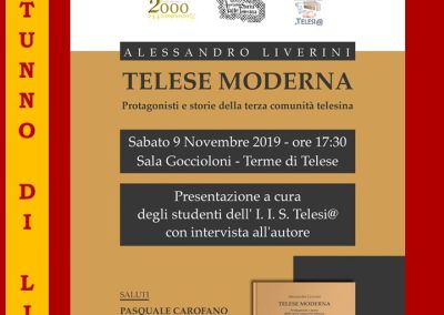 Autunno di libri dell’ASVT – Presentazione di Telese moderna. Protagonisti e storie della terza comunità telesina di Alessandro Liverini