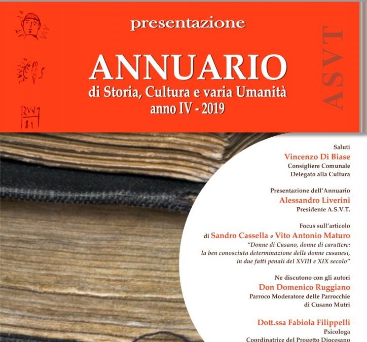 Cusano Mutri 27 settembre 2020 Presentazione Annuario ASVT 2019