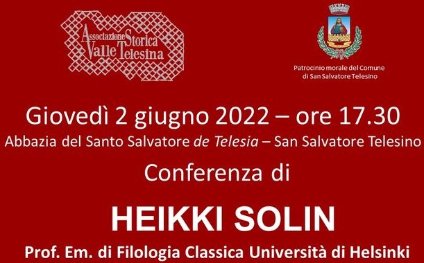 Conferenza di   HEIKKI SOLIN Prof. Em. di Filologia Classica Università di Helsinki